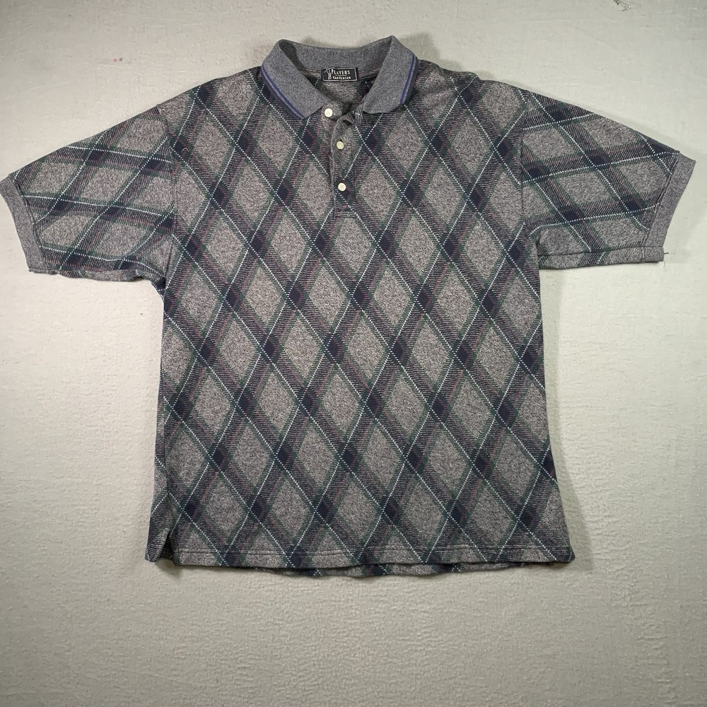 Players by Van Heusen Diamond Checkered Vintage Polo Golf Shirt 100% Cotton L